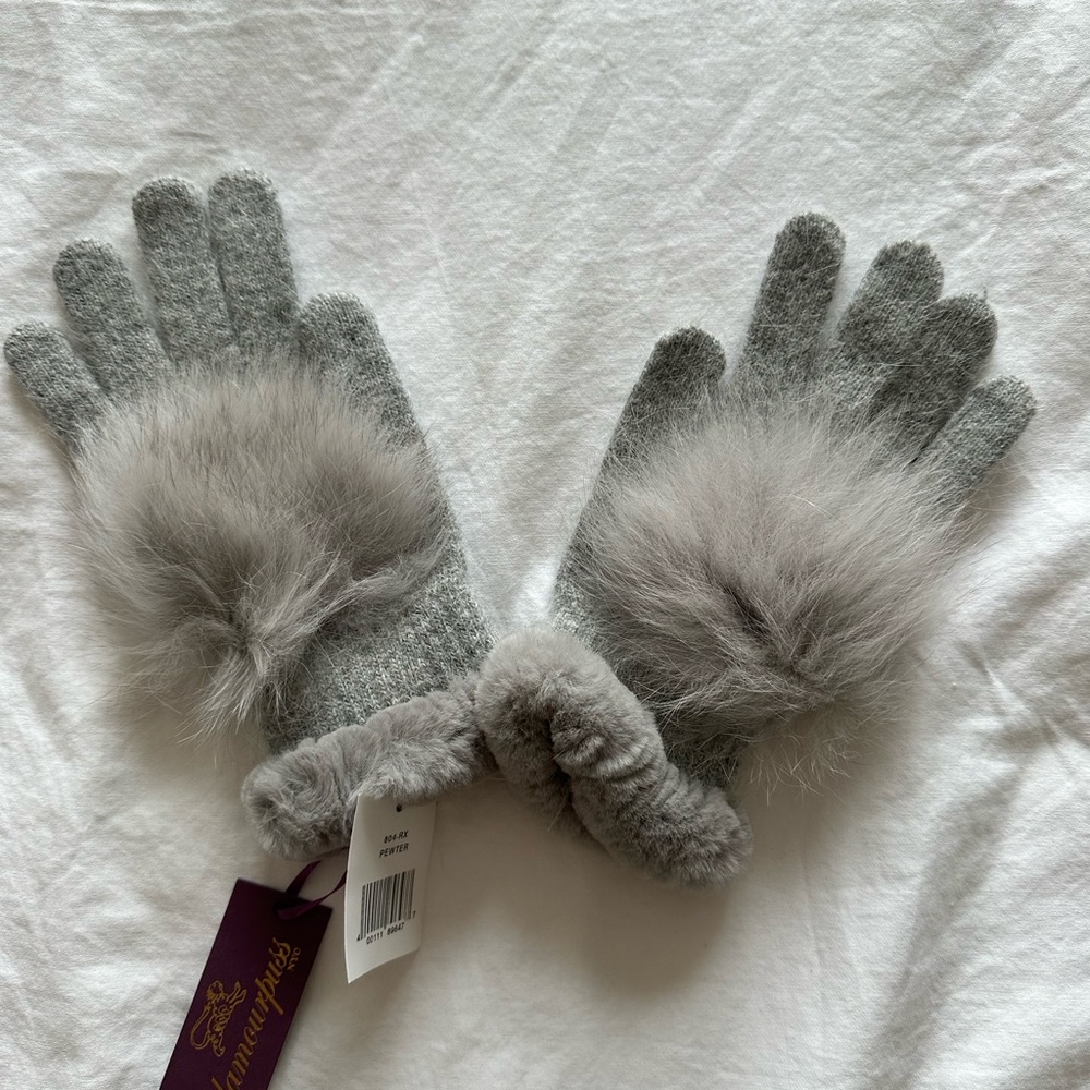 NWT Glamourpuss Chic Fur Knit Gloves